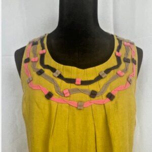 Excellent Condition Anthropologie Boden Lime Linen Tunic Top in Womens Size 6
